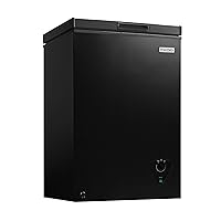 Igloo 3.5 Cu. Ft. Chest Freezer with Removable Basket and Front Defrost Water Drain, Small Deep Freezer Perfect for Homes, Garages, and RVs, Black