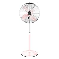 Simple Deluxe 16 Inch High Velocity Stand Fan, Adjustable Heights, 75°Oscillating,Quality Made Fan with 3 Settings Speeds, Heavy Duty Metal for Industrial, Commercial, Residential, Color: Pink