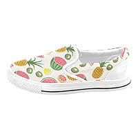 Unisex Watermelon Pineapple Lemon Fruit Pattern Slip-on Canvas Kid's Shoes (Big Kid) for Girl
