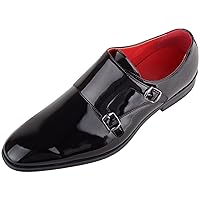 Mens Faux Leather Buckle Slip On Smart Loafers Monk Shoes