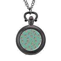 American Flag Leaf Pocket Watch with Chain Vintage Pocket Watches Pendant Necklace Birthday Xmas