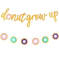 Sidpro Donut Party Supplies Glitter Donut Banners Donut Grow Up Banner Donut Party Garland Glitter Donut Grow Up Banner Grow Up Backgound String Happy Birthday Party Supplies Wall Decorations