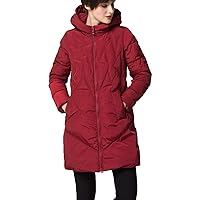 Flygo Women's Winter Warm Quilted Down Coat Hooded Mid-Long Puffer Jacket