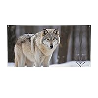 wolf in the snow print Party Banner Soft Anti-Fading Party Banner Decorations Festival Decorations For Christmas Birthday Gathering Small