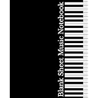Blank Sheet Music Notebook: Black Piano Keyboard Cover, Music Manuscript Staff Paper for Musicians (100 pages, 12 staves per page)