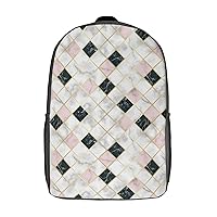 Marble Luxury Geometric Pattern Casual Backpack Fashion Shoulder Bags Adjustable Daypack for Work Travel Study