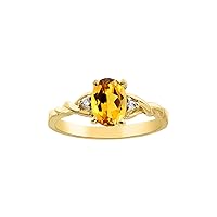 Timeless 14K Yellow Gold Birthstone Ring - 7X5MM Oval Gemstone & Sparkling Diamonds - Women's Jewelry, Sizes 5-10