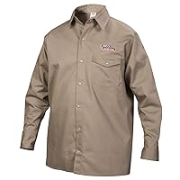Lincoln Electric Welding Shirt | Premium Flame Resistant (FR) Cotton | Custom Fit | Khaki / Tan | Large | K3382-L