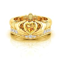 Claddagh Ring Set 10K/14K18K Gold Irish Claddagh Engagement Wedding Ring Set Heart Love and Friendship Promise Ring Set Claddagh Irish Ring Birthday Gifts for Her