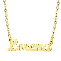 Name Plated Necklace 18K Gold Plated Stainless Steel - Personalized Name Pendant - Name Gift Bridesmaid Birthday Jewelry Gift for Girls Women