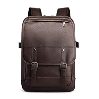 Men's PU Leisure Sports Travel Large Capacity Backpack (Brown)