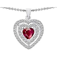 Sterling Silver 6mm Heart Shape Double Halo Pendant Necklace
