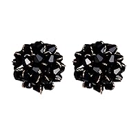 Black White Pink Beaded Stud Earrings for Women Girls Statement Earrings Flower Cluster Bohemian Sterling Silver Post Boho