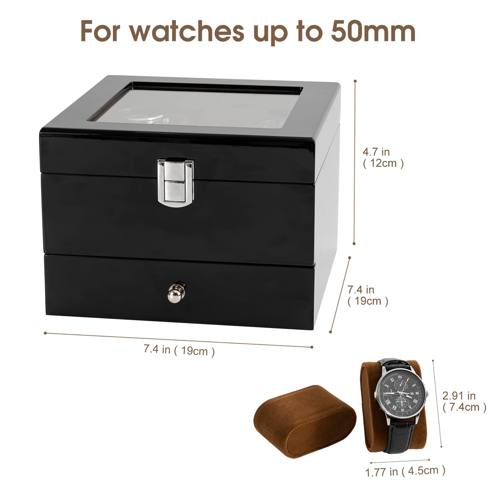 ProCase Travel Size Jewelry Box Bundle with 2-Tier Lacquered Display Case for Wristwatch