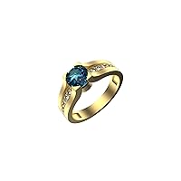 Blue Topaz London Ring 14K White Gold Natural gemstone London Blue Topaz Anniversary Ring Wedding Ring