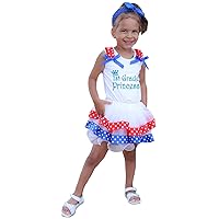 Petitebella Bling 1st Grade Princess Shirt Stars Red Blue Petal Skirt Set Nb-8y