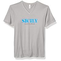 Sicily Graphic Printed Premium Tops Fitted Sueded Short Sleeve V-Neck T-Shirt