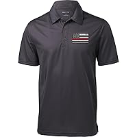 US Flag Thin Red Line Firefighter Textured Polo Shirt