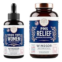 Liquid Iron and PMS Relief Capsules Womens Bundle by Windsor Botanicals