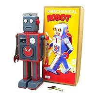 Antenna Robot Tinplate Toy Adult Collection Spring Wind-up Toy Photo Props Novelty Tin Toy Party Favor Home Store House Decoration