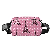 Paris Eiffel Tower Pink Fanny Packs for Women Men Everywhere Belt Bag Fanny Pack Crossbody Bags for Women Fashion Waist Packs with Adjustable Strap Bum Bag for Sports Outdoors Travel Shopping