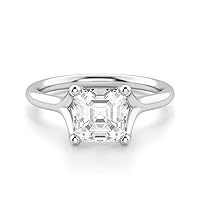 Riya Gems 1.80 CT Asscher Moissanite Engagement Ring Wedding Eternity Band Vintage Solitaire Halo Setting Silver Jewelry Anniversary Promise Vintage Ring Gift