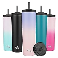 34OZ Insulated Tumbler with Lid and 2 Straws Stainless Steel Water Bottle Vacuum Travel Mug Coffee Cup,Pastel Sunset