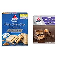 Atkins Peanut Butter Protein Wafer Crisps 5 Count and Chocolate Caramel Mousse Bars 5 Count Bundle
