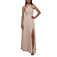 AW BRIDAL Women Crisscross Chiffon Bridesmaid Dresses Long for Wedding Formal Party Dress with Slit