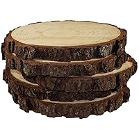 5pcs Wood Slices 6-7 inch Unfinished Natural with Tree Bark Diameter Large Circle Rustic Wedding Centerpiece Disc Coasters Christmas Ornaments Wedding Centerpiece, Arts and Crafts, Table Chargers, Coa