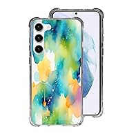 Cell Phone Case for Galaxy s21 s22 s23 Standard Plus + Ultra Abstract Print Protective Clear Rubber Bumper Watercolor Pattern Design Blue Orange Green Yellow Color Tones Design Slim Cover
