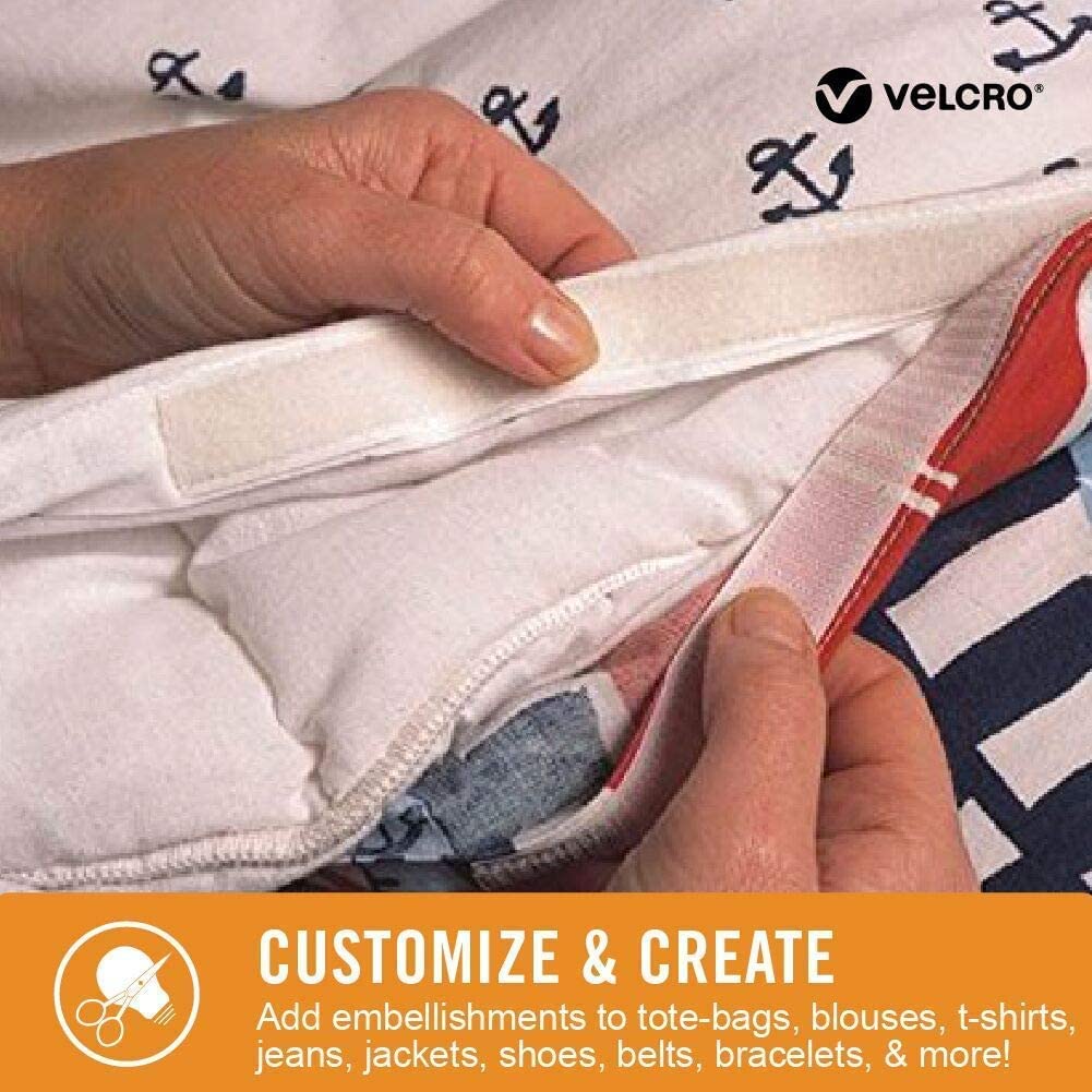 VELCRO Brand Sticky Back for Fabrics, 10 Ft Bulk Roll No Sew Tape with Adhesive, Cut Strips to Length Peel and Stick Bond to Clothing for Hemming Replace Zippers and Snaps, Black