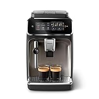 3300 Series Fully Automatic Espresso Machine - 5 Beverages, Intuitive Touch Display, Classic Milk Frother, SilentBrew, 100% Ceramic Grinder, AquaClean Filter. Black Chrome (EP3326/90)