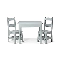 Melissa & Doug Table & Chairs-Gray Furniture - Wooden Activity Play Table And Chairs Set For Kids, Grey