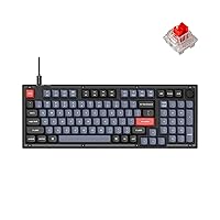 Keychron V5 Wired Custom Mechanical Keyboard Knob Version, 96% Layout QMK/VIA Programmable with Hot-swappable Keychron K Pro Red Compatible with Mac Windows Linux Black (Frosted Black-Translucent)