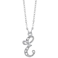 1928 Jewelry Silver-Tone Crystal Initial Pendant Necklace, 16