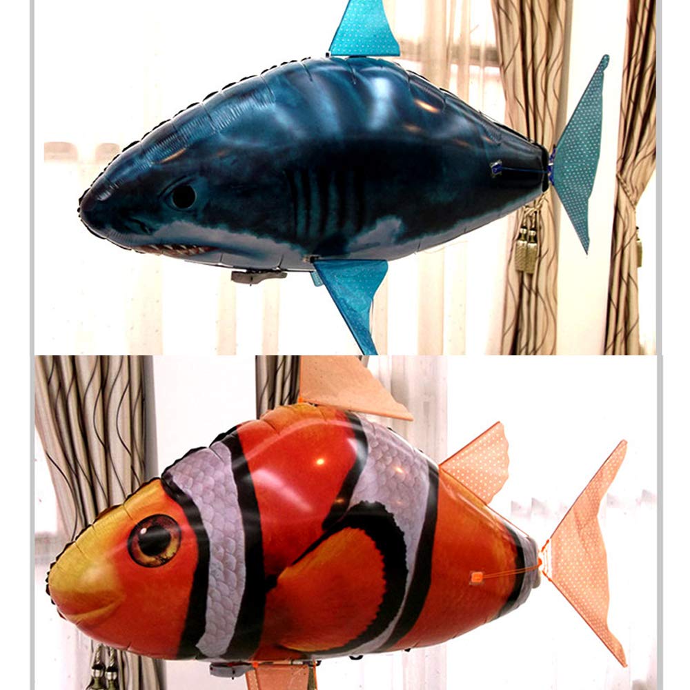 Remote Control Shark Toys Swimming Fish RC Animal Toy Infrared RC Fly Air Balloons Clown Fish Toy Gifts Party Decoration Balloon ANTI-GRAVITY INDOOR TOY HOVERS and FLOATS in MID-AIR (Orange)