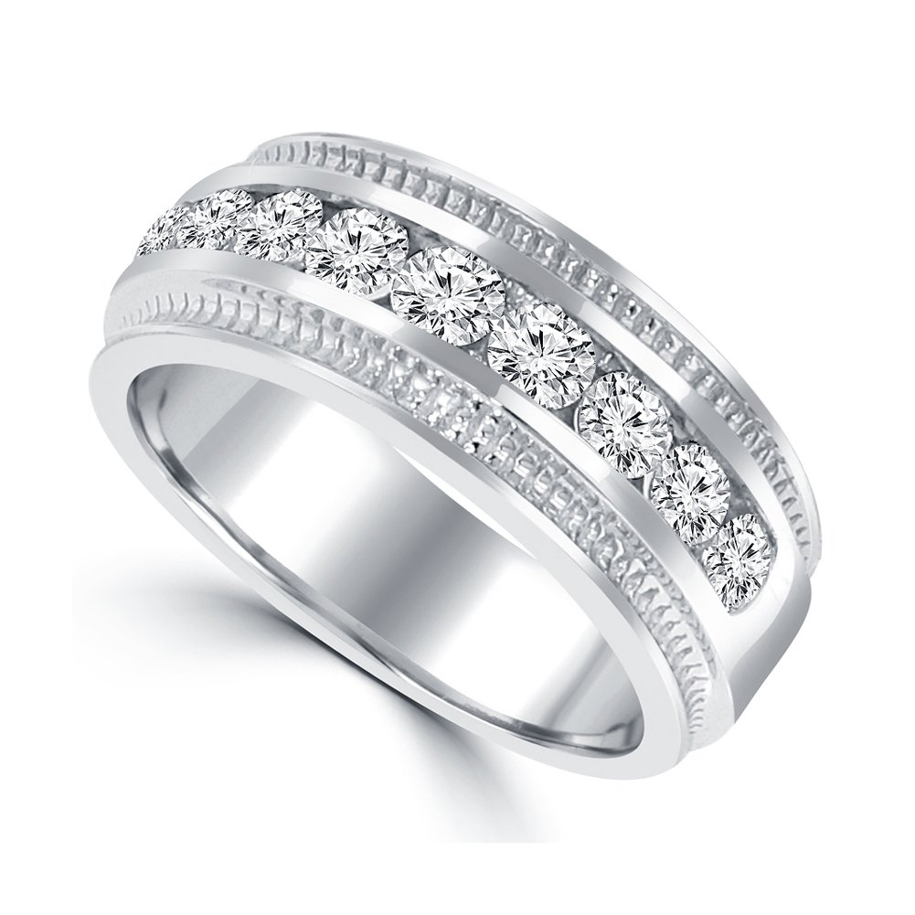 Madina Jewelry 0.75 ct Men's Round Cut Diamond Wedding Band Ring in Channel Setting in Platinum