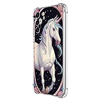 Galaxy S23 Case,Beautiful Unicorn Flowers Drop Protection Shockproof Case TPU Full Body Protective Scratch-Resistant Cover for Samsung Galaxy S23