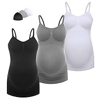 Support Nursing Tank Tops for Breastfeeding, Comfort Stretch Maternity Camisoles with Built in Bra