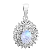 Multi Choice Oval Shape Gemstone 925 Sterling Silver Solitaire Accents Pendant