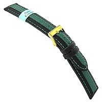18mm Morellato Rubber Green Black Stitched Water Resistant Watch Band 1448