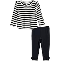 Splendid Girls Girl's C'est La Vie Long Sleeve Set in Black Stripe Toddler 6t