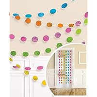 Amscan Round Glitter String Party Decorations, 7 feet, Multi