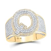 The Diamond Deal 10kt Two-tone Gold Mens Round Diamond Q Initial Letter Ring 1 Cttw