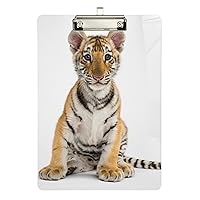 ALAZA Cute Tiger Animal Print Clipboards for Kids Student Women Men Letter Size Plastic Low Profile Clip, 9 x 12.5 in, Sliver Clip