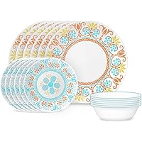 Corelle Terracotta Dreams Dinnerware Set for 6, 18 Pieces | Dinner Plates, Appetizer Plates, and 18 Oz Bowls | Dishwasher, Microwave, and Freezer Safe | Proudly Made in the USA