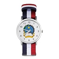 Coat Arms of Angola Printed Quartz Watches Fashion Arabic Numerals Wrist Watch with Adjustable Strap for Men Women