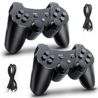 Wireless Controllers for Playstation 3, Two Controllers Wireless for PS3, Black Wireless Remotes for PS3 Games, Double Shock, Joystick No Dead Zone, Motion Sensor, Signal No Delay