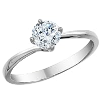 Silver City Jewelry 14K White Gold Diamond Solitaire Ring Round 1.5cttw, Sizes 5-10